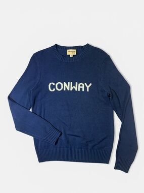 Ellsworth + Ivey women’s M Medium navy blue Conway spell out crewneck sweater